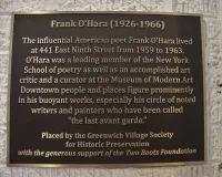 Frank O'Hara Plaque at his Greenwich Village Residence