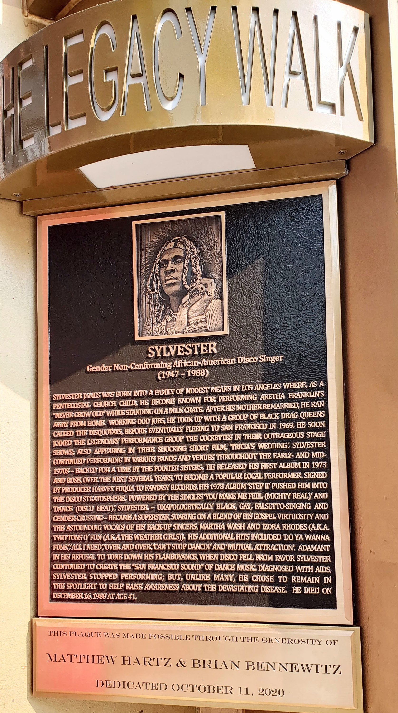 Sylvester Legacy Walk Bronze Memorial
