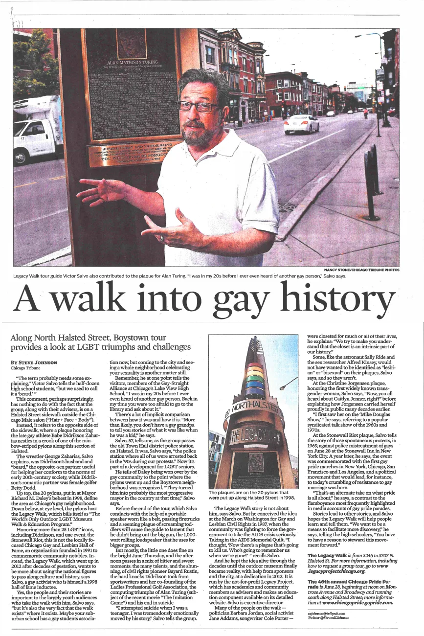 Newspaper article about the Legacy Walk