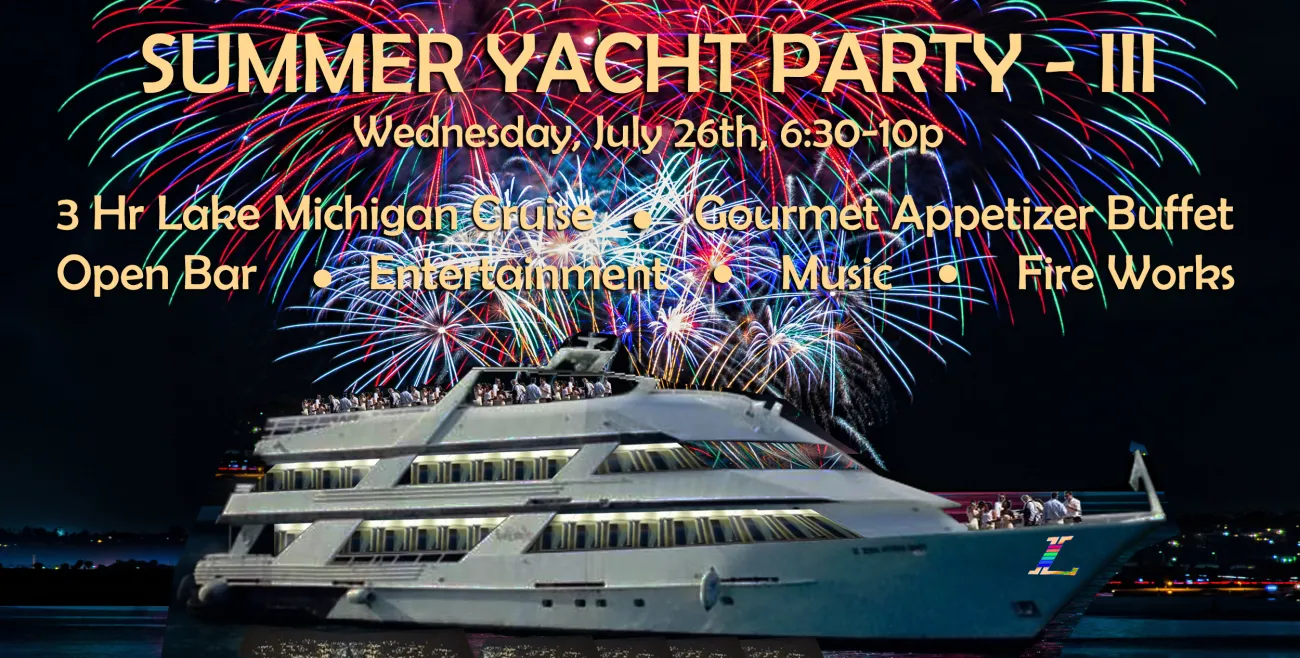 Event Graphic with Yacht and Fireworks