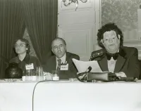 Barbara Gittings, Frank Kameny and John E. Fryer in Disguise at Panel Discussion on Psychiatry and Homosexuality