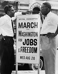 Bayard Rustin and Cleveland Robinson of the March on Washington for Jobs and Freedom on August 7, 1963