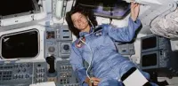 Dr. Sally Ride Floating Inside the Challenger