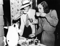 Joan Crawford and Dorothy Arzner on a Coffee Break During Filming of The Bride Wore Red