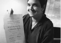Adrienne Rich With Her Ruth Lilly Poetry Prize Certificate