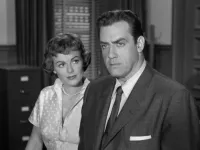 Barbara Hale and Raymond Burr Still From Perry Mason