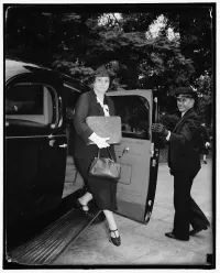 Frances Perkins Stepping Out of a Car