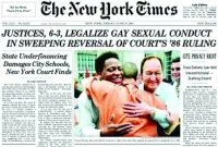 New York Times Cover Story About Lawrence v. Texas Supreme Court Ruling