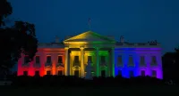White House Rainbow Flag Colors Light Projection Following Obergefell v. Hodges Supreme Court Decision