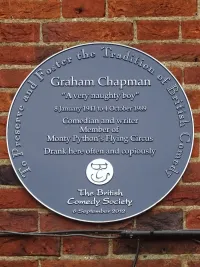 British Comedy Society Graham Chapman Blue Plaque at The Angel Pub in Highgate North London