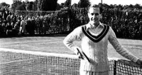 Gottfried von Cramm at the Tennis Court Net