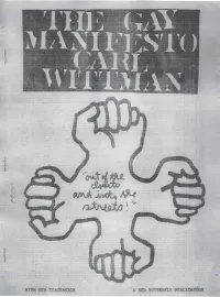 Carl Wittman's The Gay Manifesto Cover