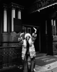Janis Joplin in Front of the Chelsea Hotel