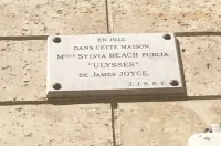 Plaque Installed at Site of the Now Defunct Shakespeare and Company Bookstore in Paris to Commemorate Sylvia Beach Publishing James Joyce's Ulysses