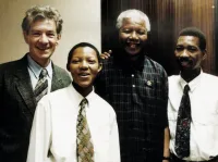 Sir Ian McKellen, Phumi Mtetwa, Nelson Mandela and Simon Tseko Nkoli