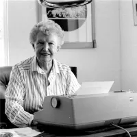 Mary Renault at her Typewriter