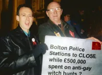 Peter Tatchell and Allan Horsfall Campaigning in 1998 to Free the Bolton 7