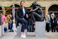 Gentleman Jack Star Suranne Jones Sits Next to Anne Lister's Statue During 2021 Unveiling Ceremony in Halifax