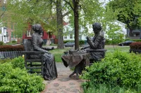 Let’s Have Tea Sculpture of Susan B. Anthony and Frederick Douglass in Susan B. Anthony Square in Rochester, NY