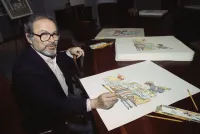 Maurice Sendak Working on His Drawings