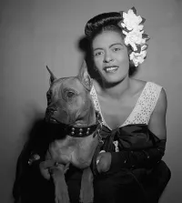 Billie Holiday with her Dog Mister in 1947