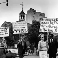 Kay Lahusen, Far Right, Picketing Alongside Other Queer Activists in Front of Independence Hall in Philadelphia in 1967