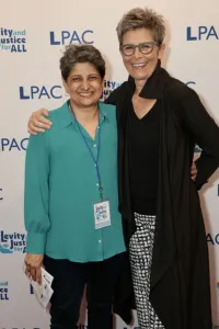 Romantic Partners Kate Clinton and Urvashi Vaid at an LPAC Event