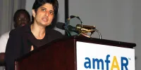 Urvashi Vaid Speaking at a 2002 amfAR Event
