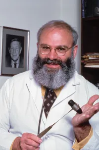 Dr. Oliver Sacks in His White Coat in 1985