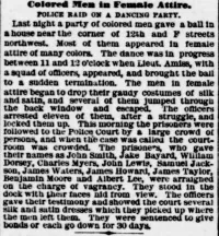 Evening Star Newspaper Article That Mentions a Raid on William Dorsey Swann’s Dancing Party in Washington, D.C.