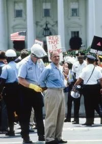 Larry Kramer Under Arrest During an AIDS Protest in Front of the White House in June 1987