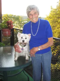 Margot Heuman and her Dog Fiona Outdoors in 2010