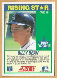 Billy Bean 1989 Rookie Rising Star Baseball Card