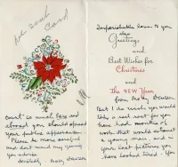 Christmas Card from Mary Dewson to First Lady Eleanor Roosevelt