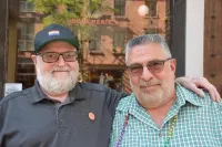 Arnie Kantrowitz and Lawrence Mass at New York City's Pride Parade in 2019